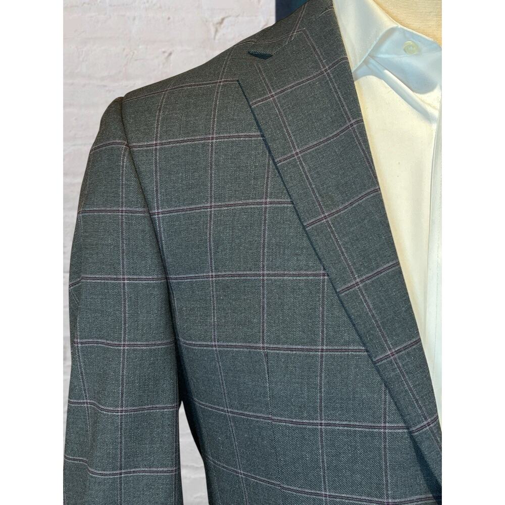 Sean John Mens 38R Gray Purple Plaid Casual Blazer Sport Coat Jacket - Picture 6 of 15